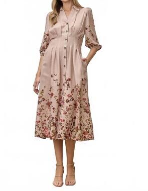 NEW WELLMADE women's brunch nella piazza dress in brown